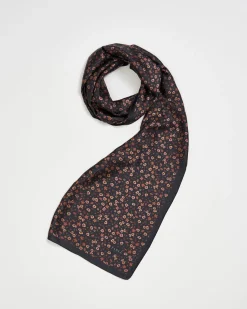 Sale Fable England Deco Bloom Silky Lightweight Black Scarf
