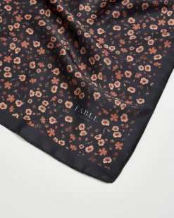Sale Fable England Deco Bloom Silky Lightweight Black Scarf
