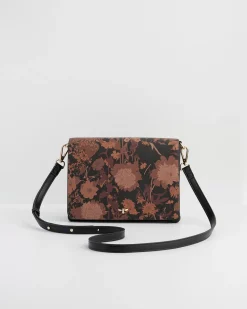 Fashion Fable England Deco Blooms Black Foldover Purse