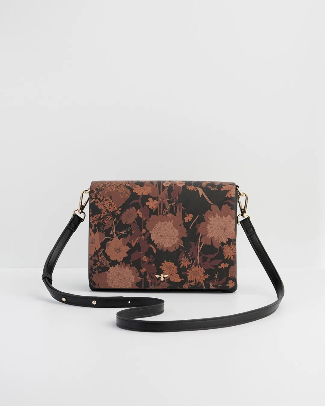 Fashion Fable England Deco Blooms Black Foldover Purse