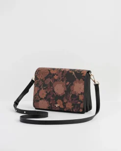 Fashion Fable England Deco Blooms Black Foldover Purse
