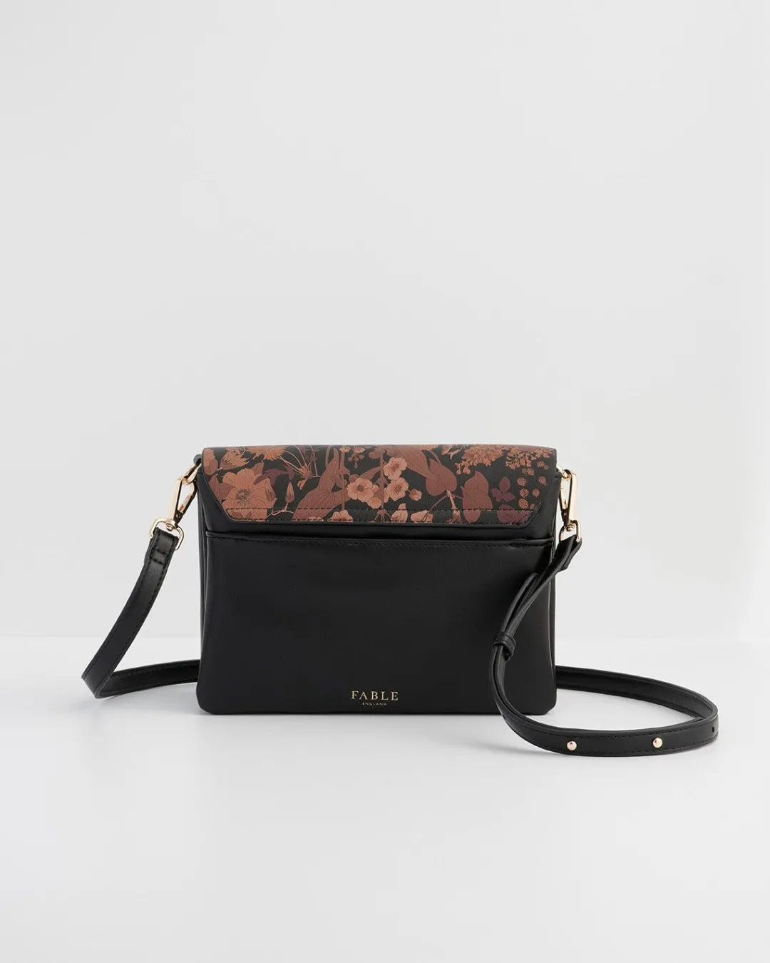 Fashion Fable England Deco Blooms Black Foldover Purse