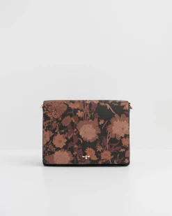 Fashion Fable England Deco Blooms Black Foldover Purse