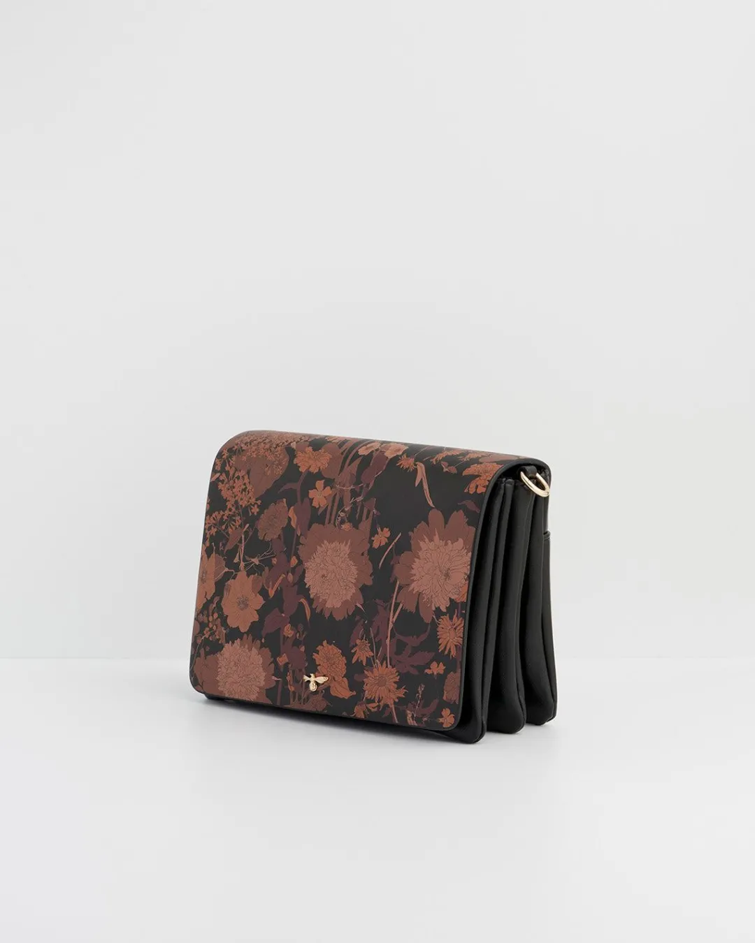 Fashion Fable England Deco Blooms Black Foldover Purse