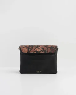 Fashion Fable England Deco Blooms Black Foldover Purse