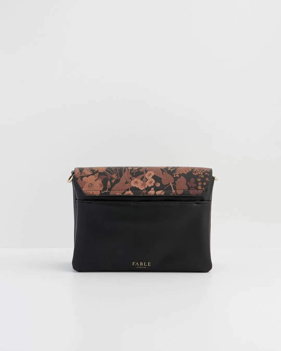 Fashion Fable England Deco Blooms Black Foldover Purse