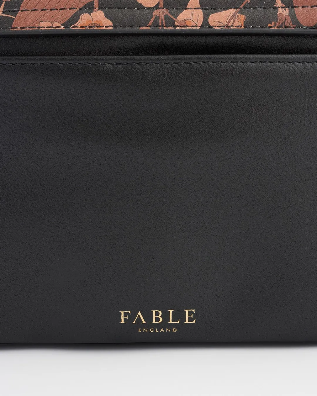 Fashion Fable England Deco Blooms Black Foldover Purse