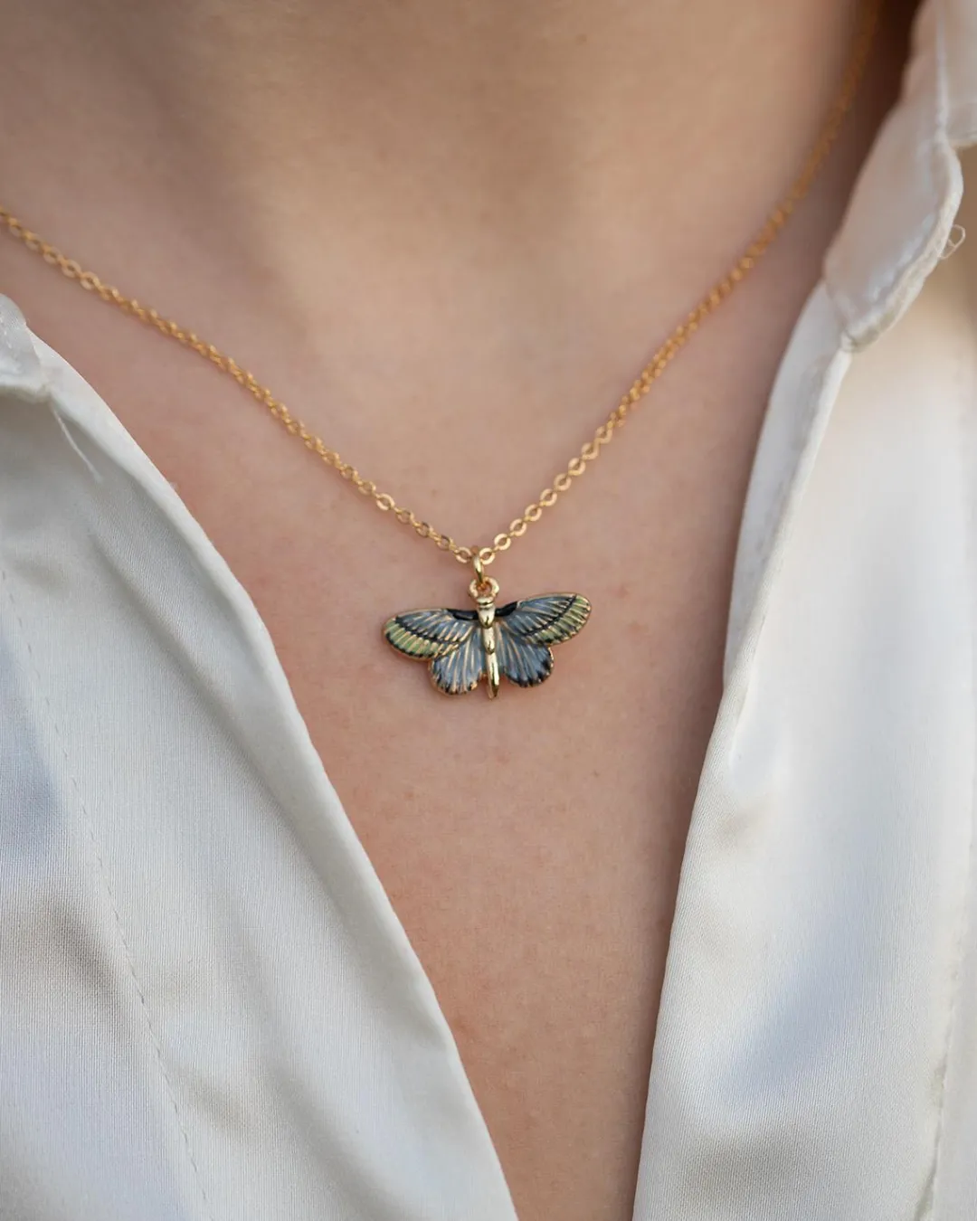 Online Fable England Deco Butterfly Blue Necklace