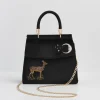 Discount Fable England Deer & Moon Embroidered Black Velvet Tote