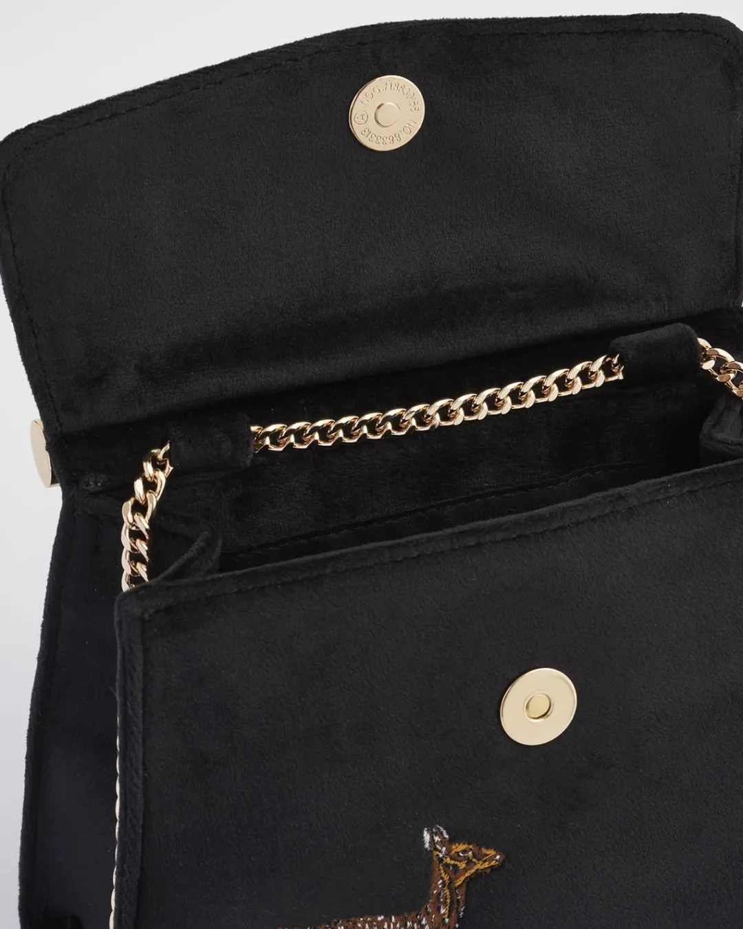 Discount Fable England Deer & Moon Embroidered Black Velvet Tote