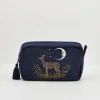 Online Fable England Deer & Moon Embroidered Pouch Blueberry Velvet