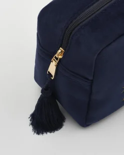 Online Fable England Deer & Moon Embroidered Pouch Blueberry Velvet