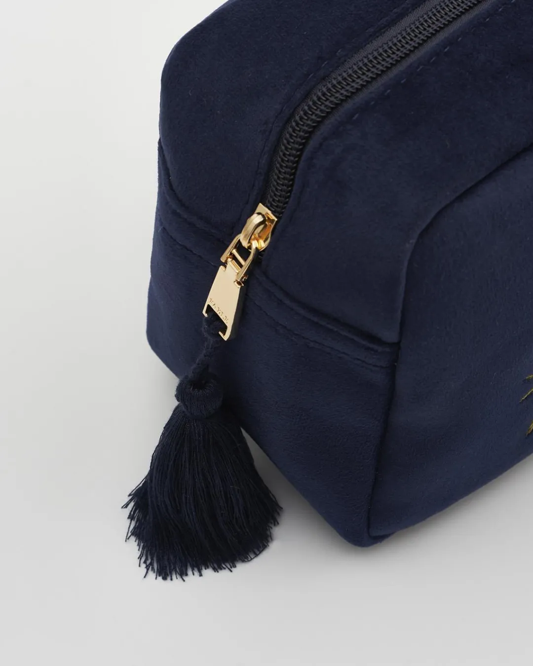 Online Fable England Deer & Moon Embroidered Pouch Blueberry Velvet