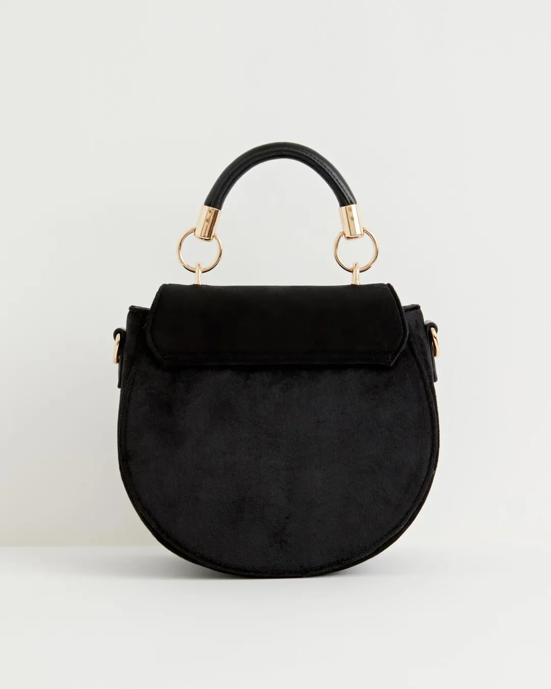 Fashion Fable England Deer & Moon Velvet - Embroidered Saddle Bag Black