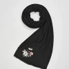Discount Fable England Ditsy Embroidered Pashmina Black Scarf