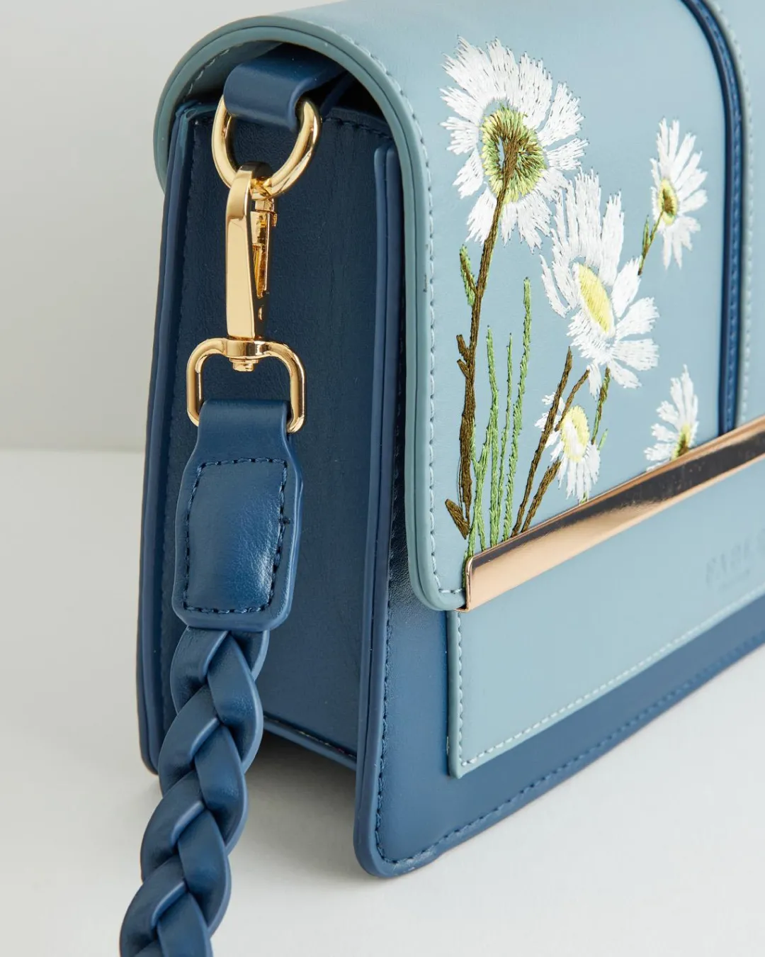 Fashion Fable England Embroidered Kingfisher Blue Cross Body Bag