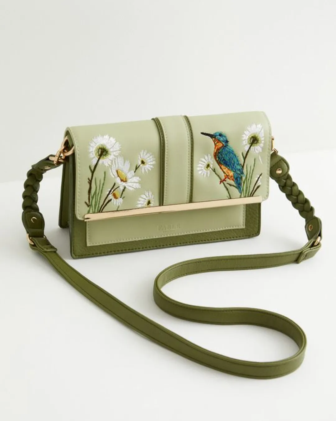 New Fable England Embroidered Kingfisher Cross Body Bag