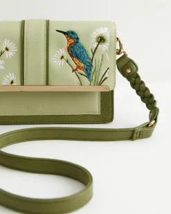 New Fable England Embroidered Kingfisher Cross Body Bag