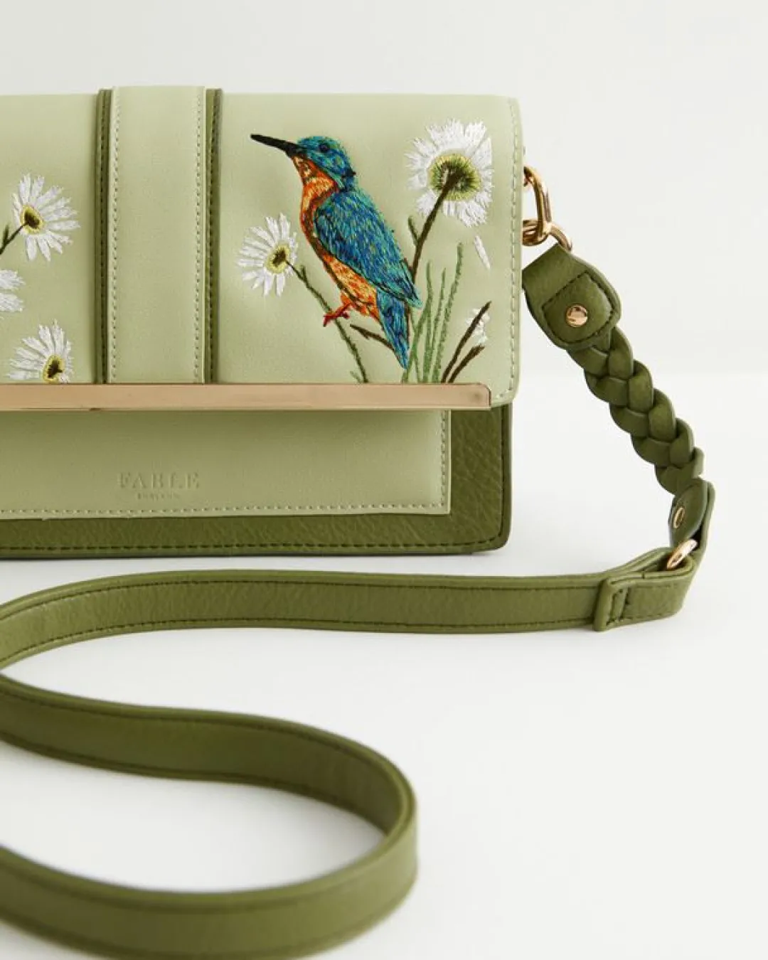 New Fable England Embroidered Kingfisher Cross Body Bag
