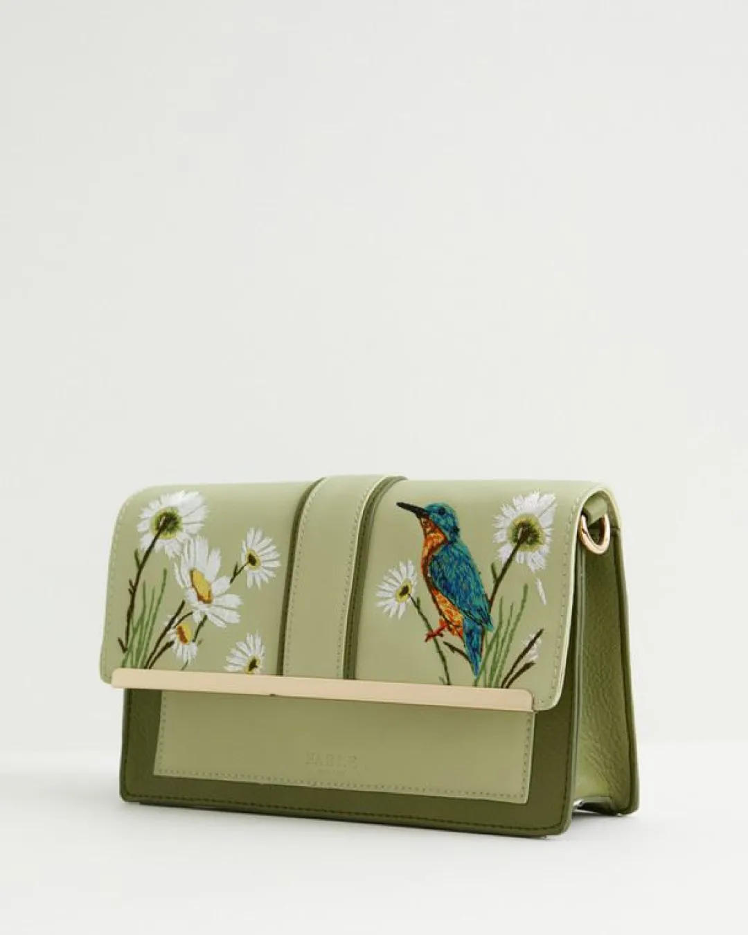 New Fable England Embroidered Kingfisher Cross Body Bag