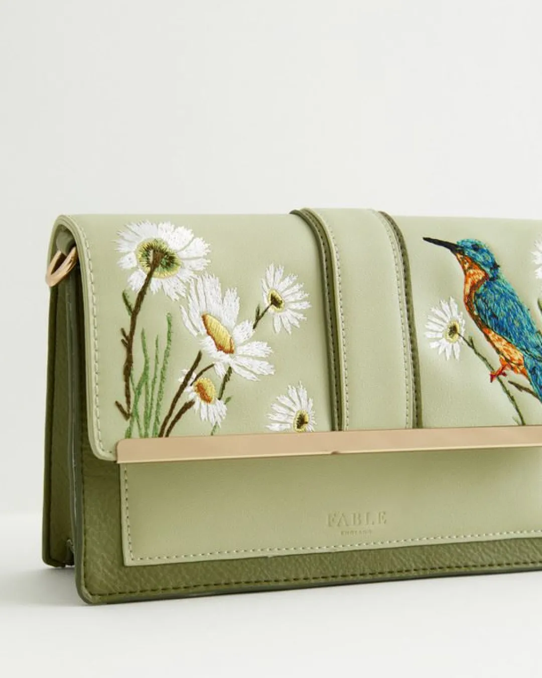 New Fable England Embroidered Kingfisher Cross Body Bag