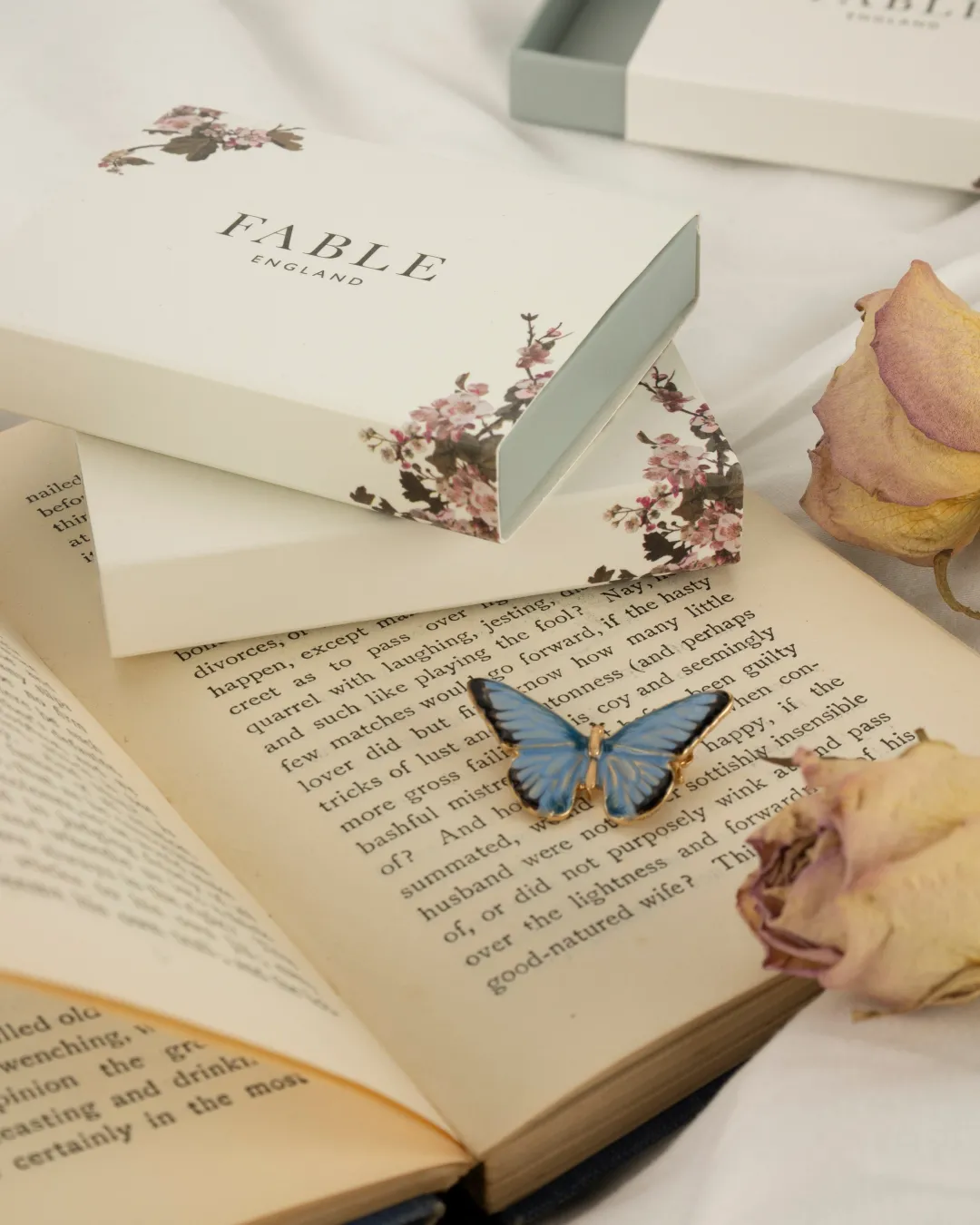 Clearance Fable England Enamel Blue Butterfly Brooch