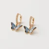 Sale Fable England Enamel Blue Butterfly Huggie Earrings