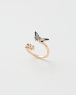 Clearance Fable England Enamel Blue Butterfly Ring