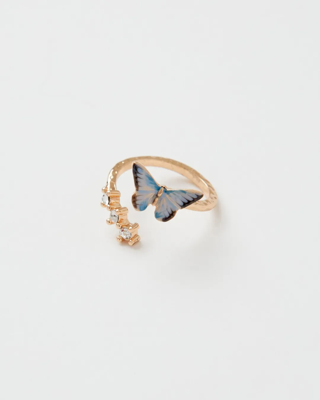 Clearance Fable England Enamel Blue Butterfly Ring