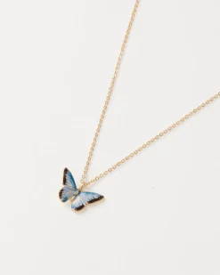 Online Fable England Enamel Blue Butterfly Short Necklace