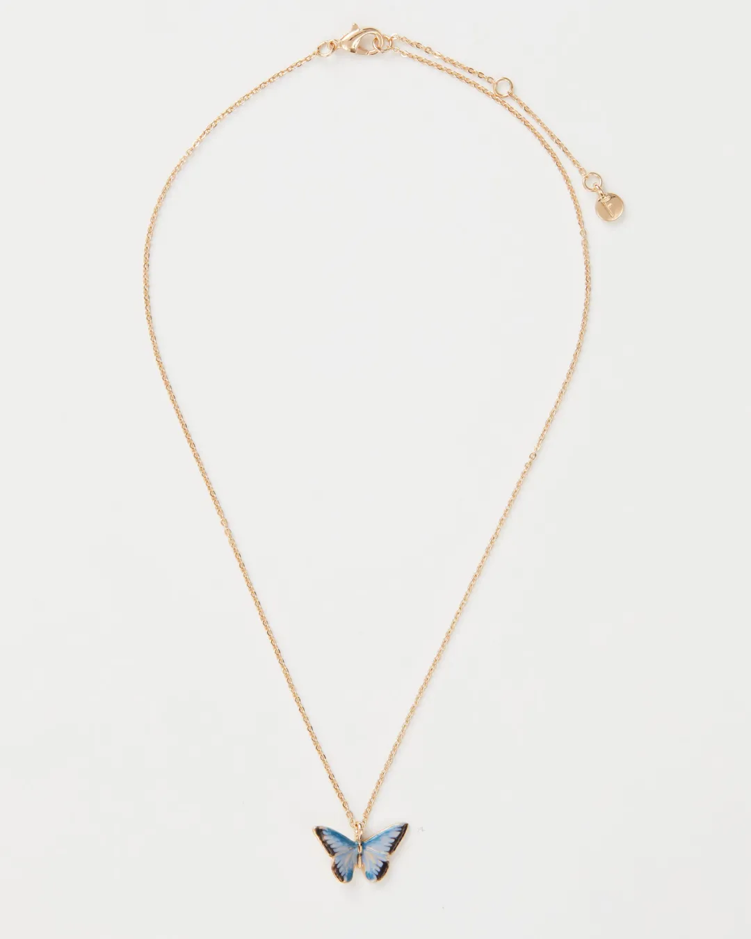 Online Fable England Enamel Blue Butterfly Short Necklace