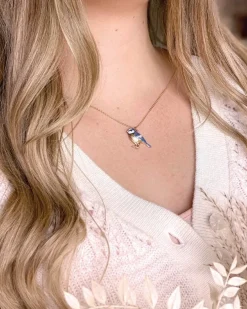 New Fable England Enamel Blue Tit Short Necklace