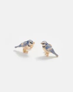 Discount Fable England Enamel Blue Tit Stud Earrings
