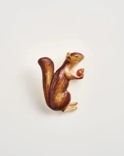 Hot Fable England Enamel Cheeky Squirrel Brooch