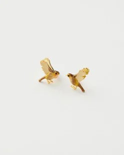 Hot Fable England Enamel Flying Robin Earrings