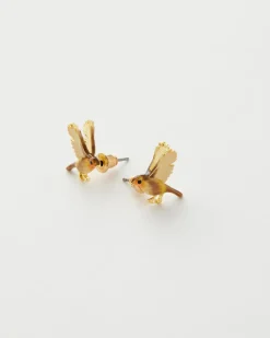 Hot Fable England Enamel Flying Robin Earrings