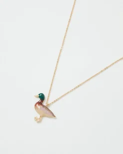Discount Fable England Enamel Mallard Duck Long Necklace