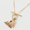 New Fable England Enamel Moth & Leaf Charm Necklace
