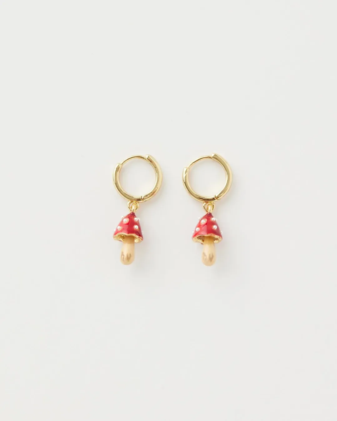 Fashion Fable England Enamel Mushroom Huggie Earrings