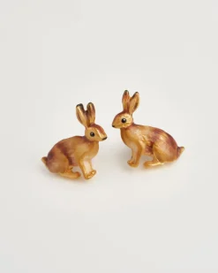 Outlet Fable England Enamel Rabbit Stud Earrings