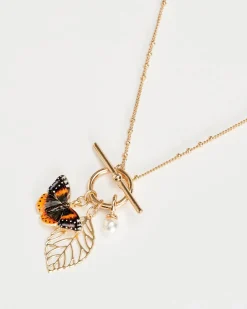 New Fable England Enamel Red Admiral Charm Necklace