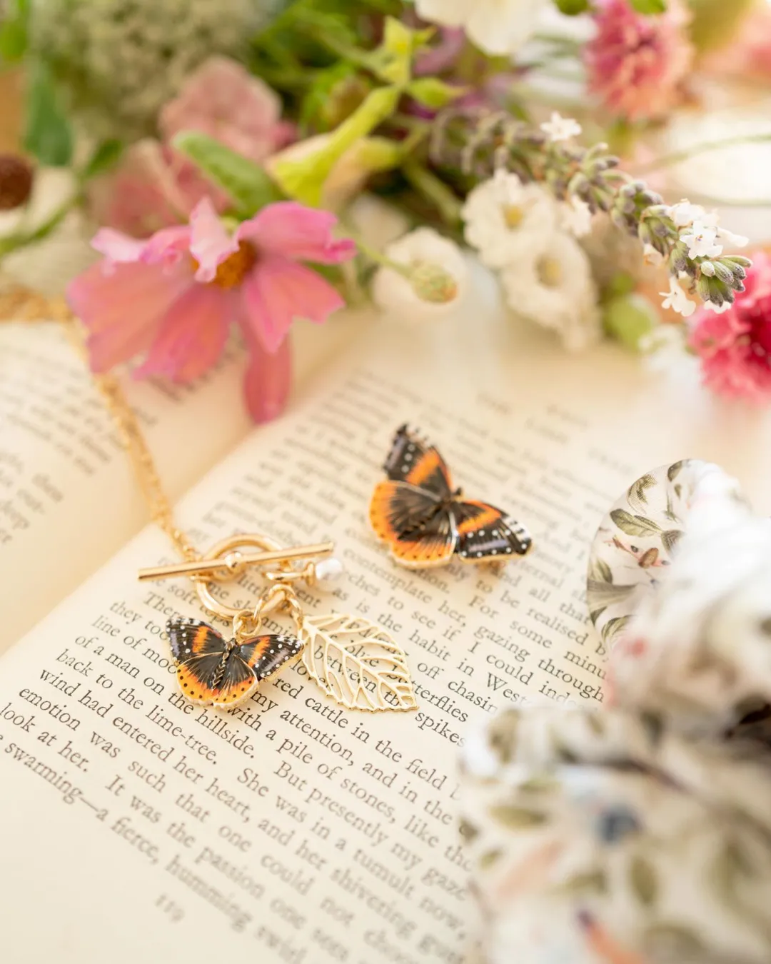 New Fable England Enamel Red Admiral Charm Necklace