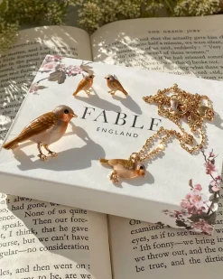 Discount Fable England Enamel Robin Necklace