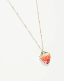 Discount Fable England Enamel Strawberry Long Necklace