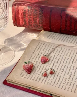 Discount Fable England Enamel Strawberry Long Necklace