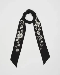 Discount Fable England Floral Bohemian Embroidered Black Scarf