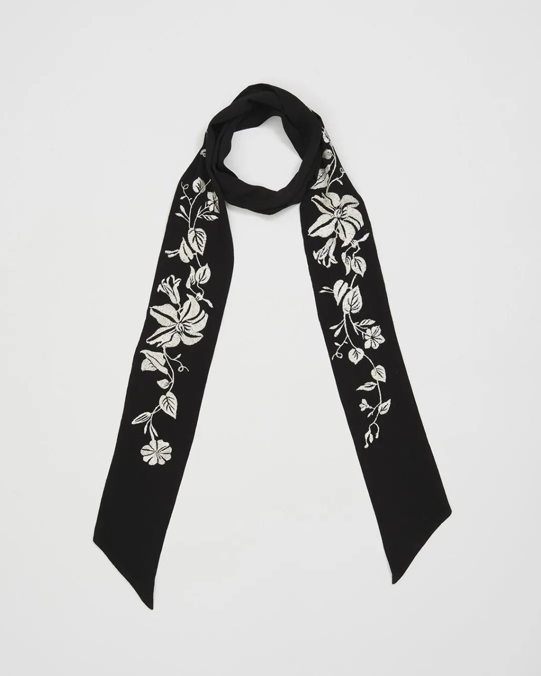 Discount Fable England Floral Bohemian Embroidered Black Scarf