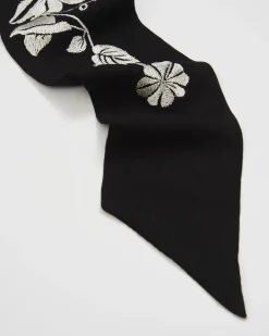 Discount Fable England Floral Bohemian Embroidered Black Scarf
