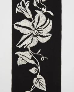 Discount Fable England Floral Bohemian Embroidered Black Scarf