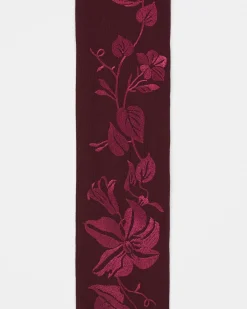 Fashion Fable England Floral Bohemian Embroidered Burgundy Scarf